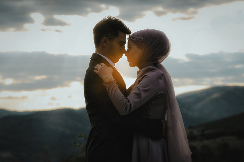 Romantic wedding couple